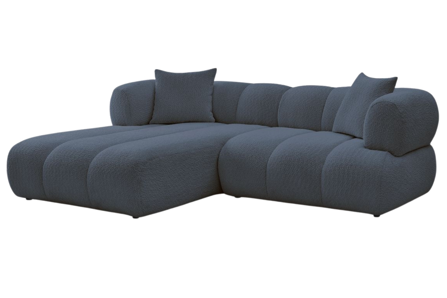 Bobochic Paris Tmavě modrá bouclé rohová pohovka Pamira 253 cm