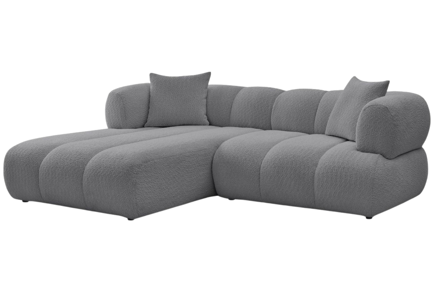Bobochic Paris Tmavě šedá bouclé rohová pohovka Pamira 253 cm
