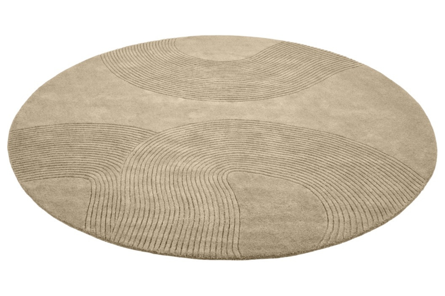 Bolia Béžový vlněný kulatý koberec Zen 250 cm