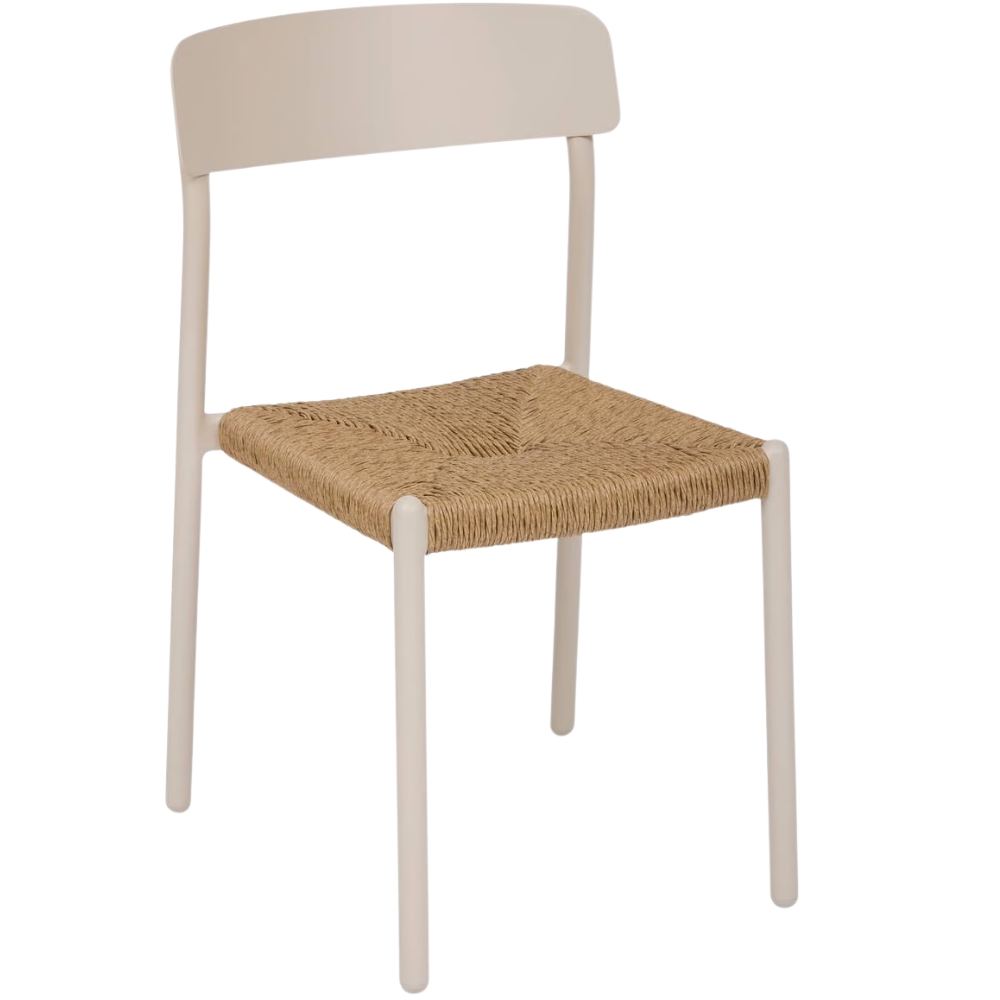 Hespéride Béžová kovová zahradní židle Wistty s výpletem