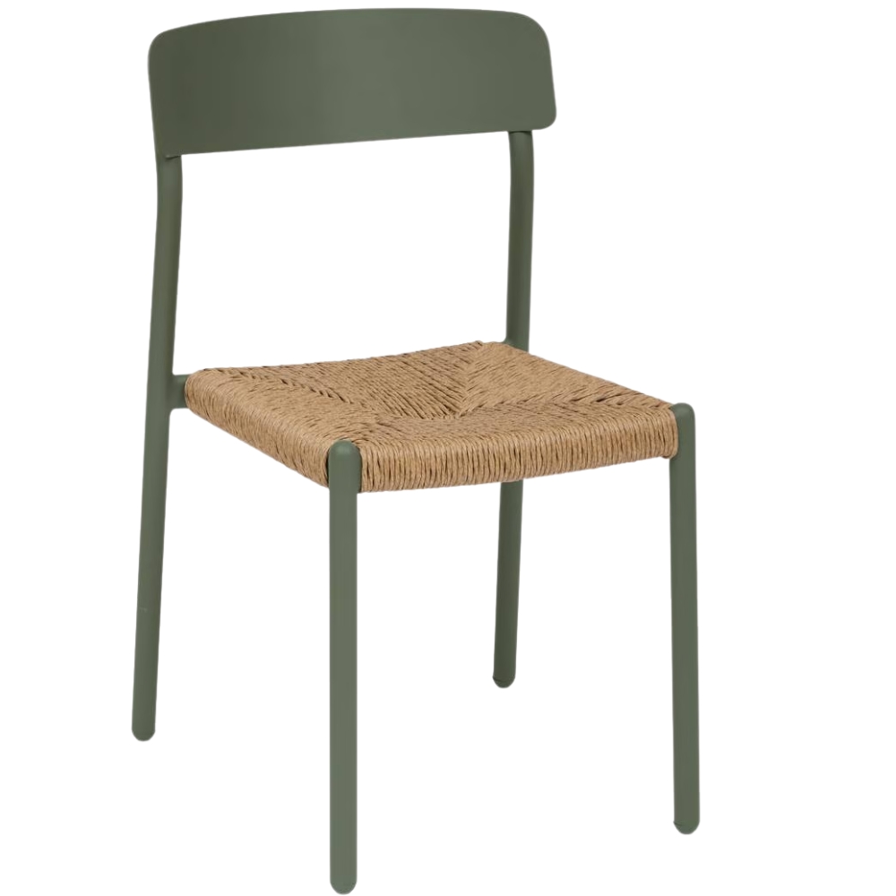 Hespéride Zelená kovová zahradní židle Wistty s výpletem