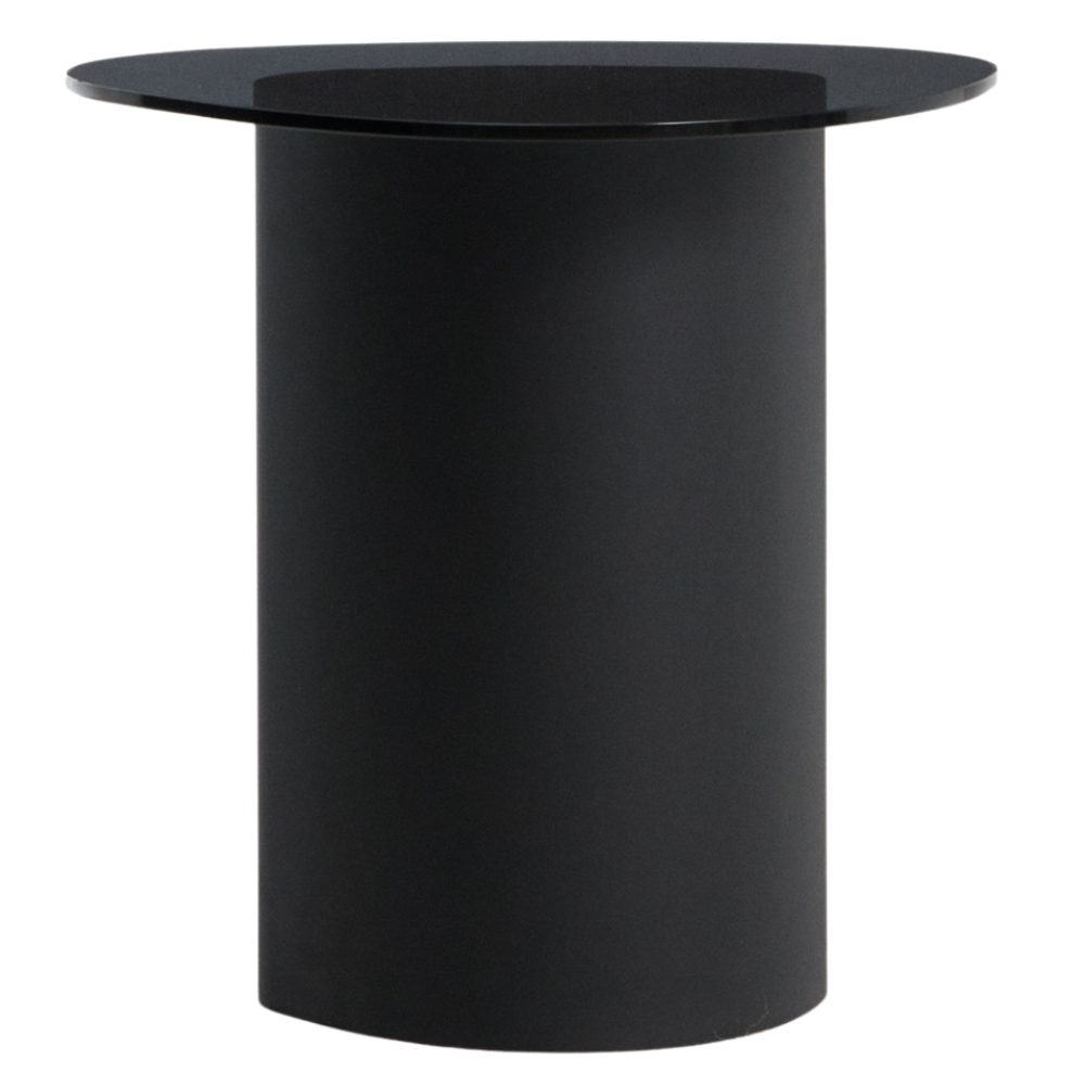 Kave Home Černý skleněný odkládací stolek Olir 48 x 47 cm