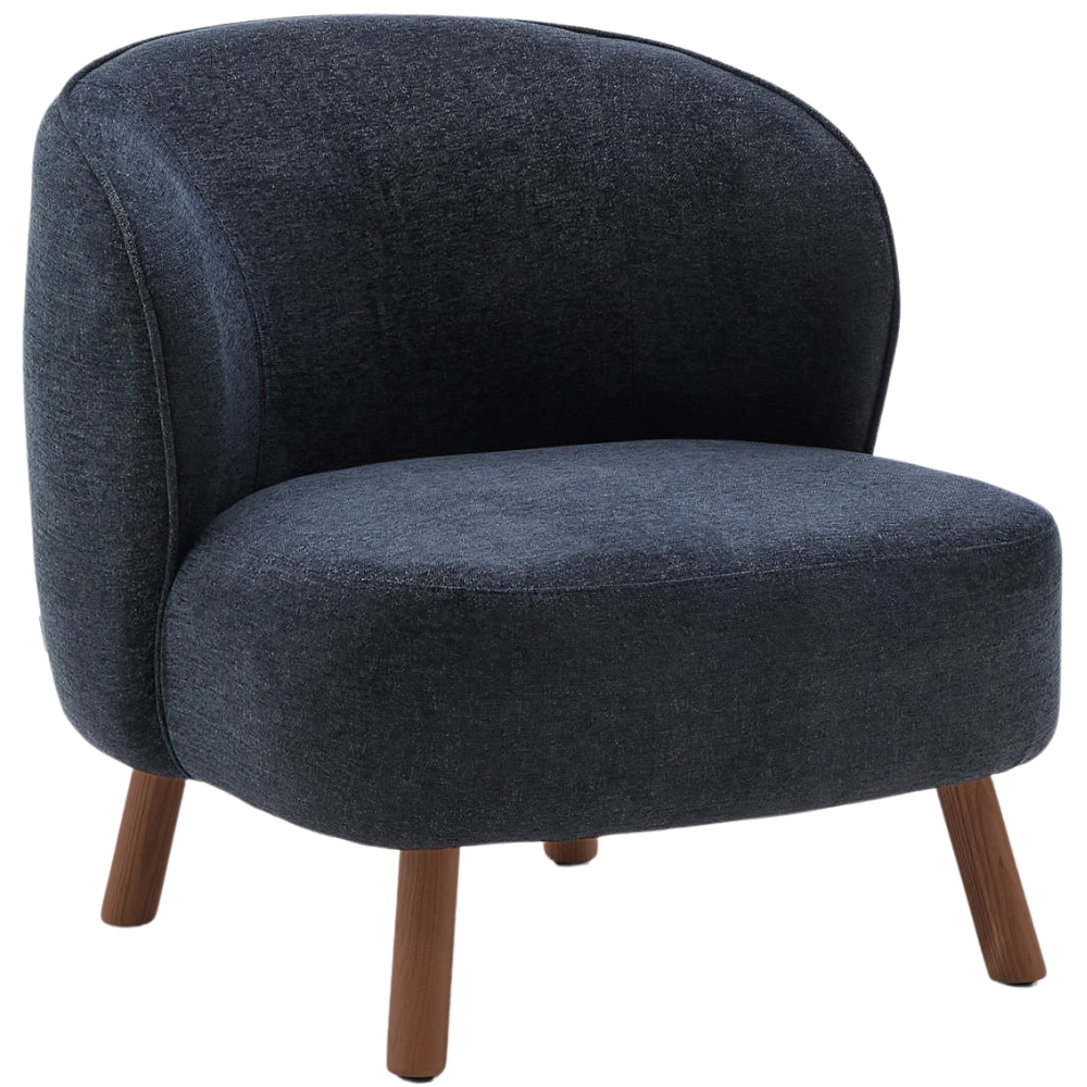 Kave Home Šedomodré čalouněné křeslo Ulit s hnědou podnoží