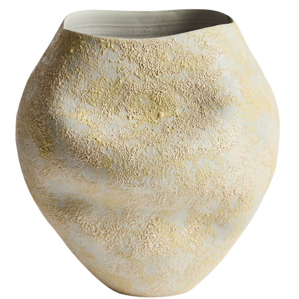 Kave Home Žlutá keramická váza Medira 36 cm