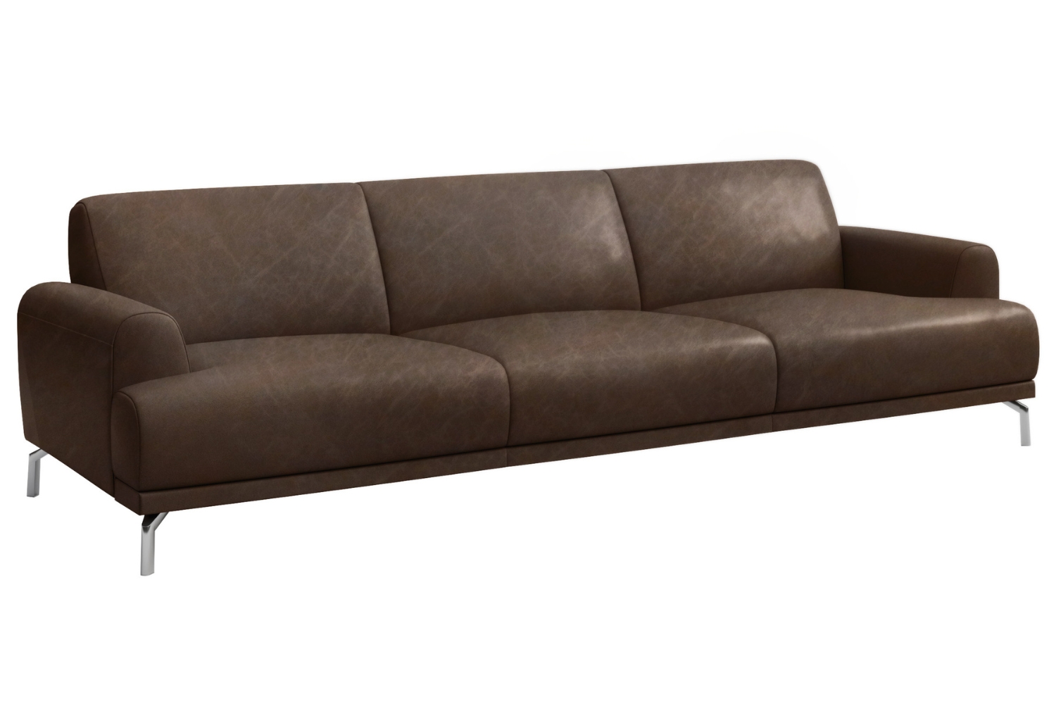 Mesonica Tmavě hnědá kožená trojmístná pohovka Puzo 240 cm