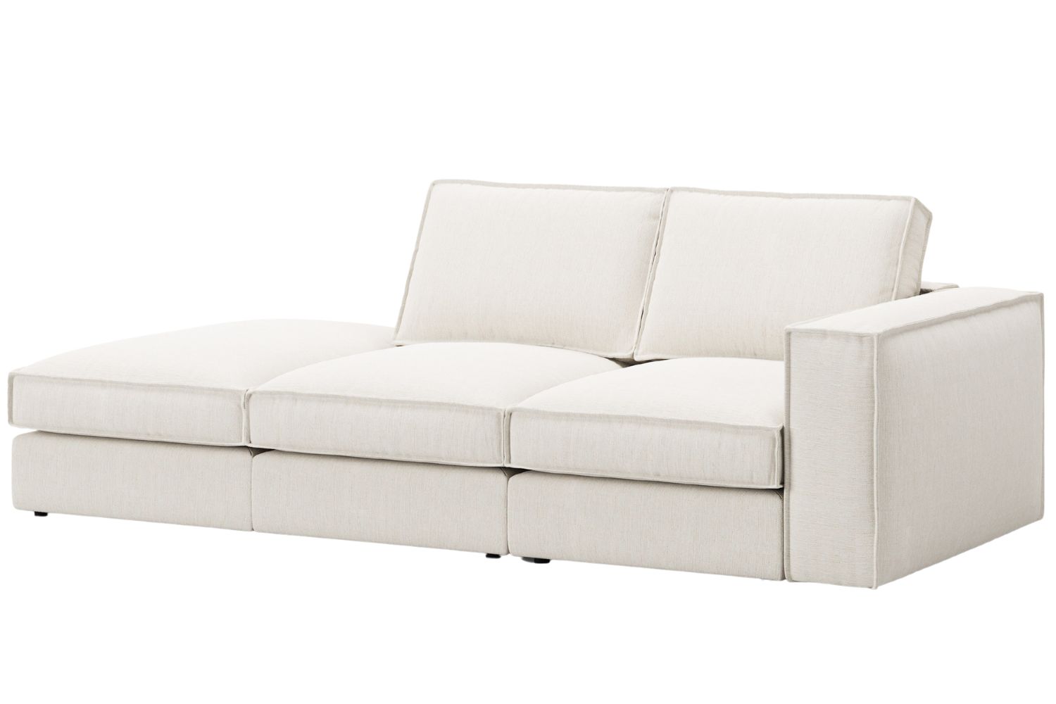 Micadoni Bílá trojmístná pohovka Pola 259 cm