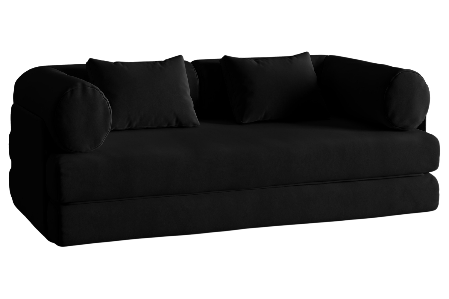 Micadoni Černá sametová rozkládací pohovka Dreamy 206 cm