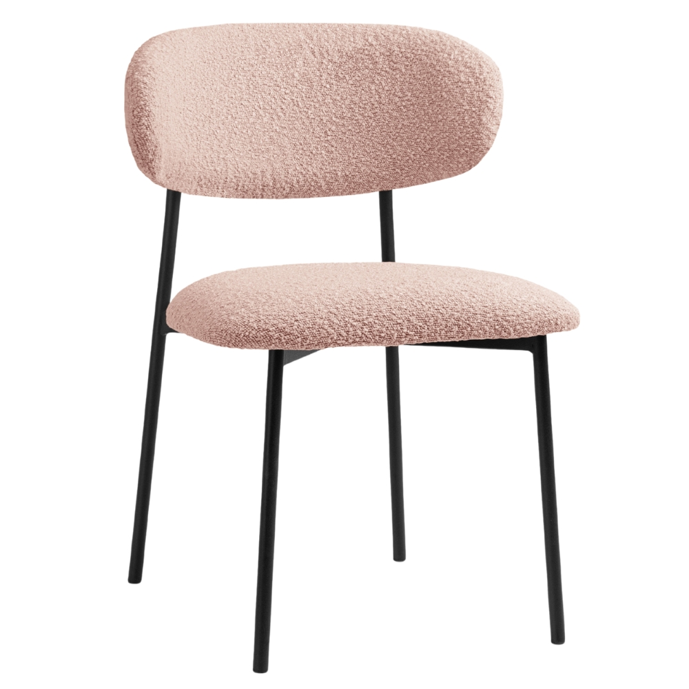 Micadoni Světle růžová bouclé jídelní židle Nina
