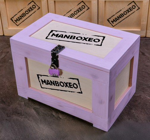 Prázdná truhla se zámečkem a pilkou fialová