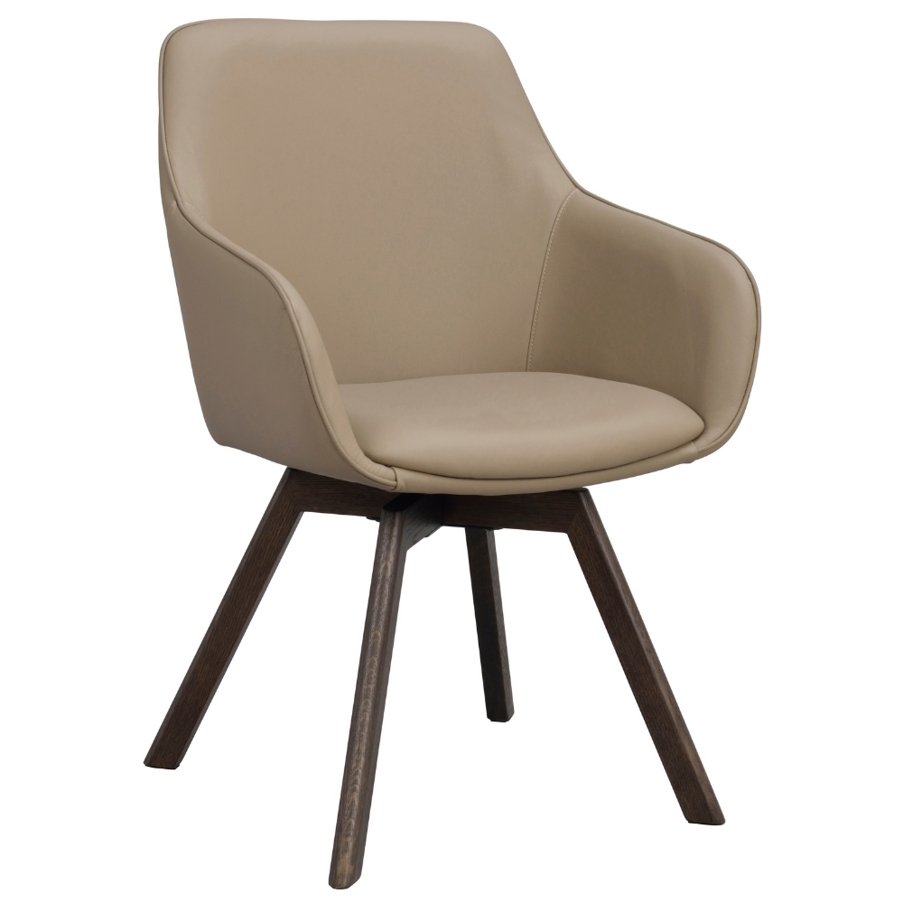 Rowico Béžová kožená otočná jídelní židle ALISON s područkami