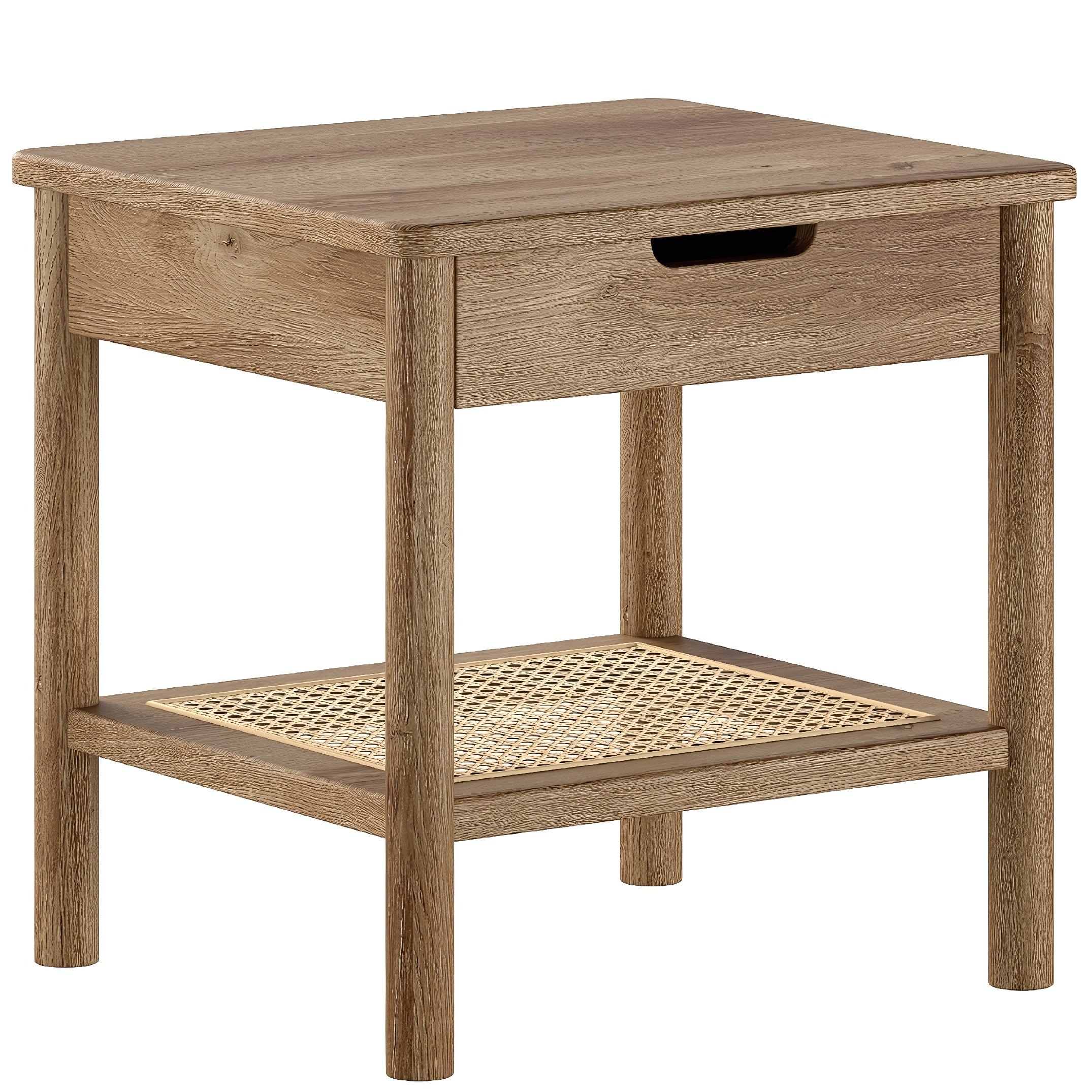 Vipack Dubovo-ratanový noční stolek Olive se zásuvkou