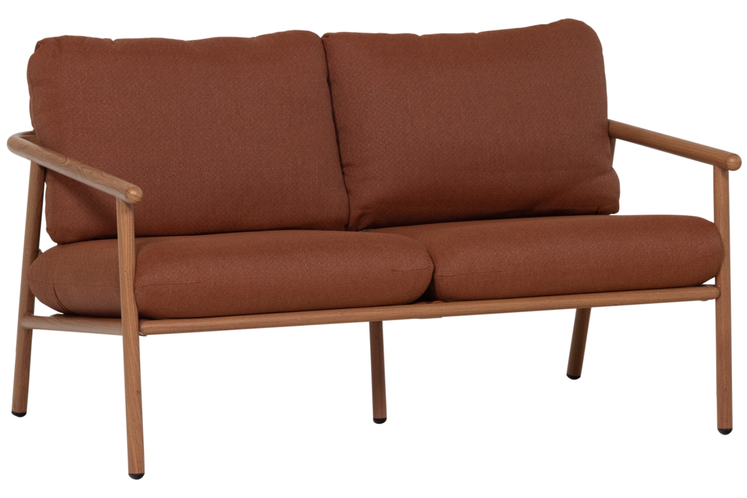 WOOOD Terakotově oranžová kovová dvoumístná zahradní pohovka Cavero s polštáři 129 cm