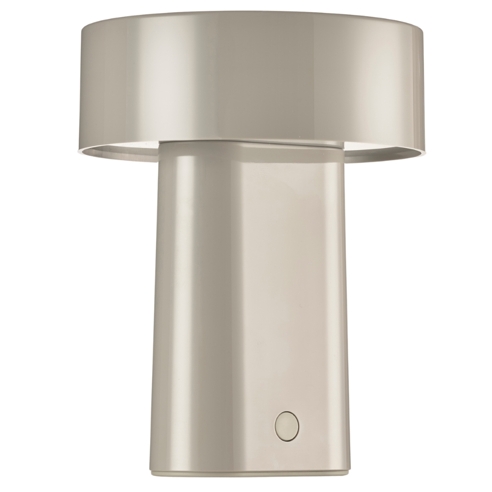 Zone Denmark Béžovošedá plastová nabíjecí stolní LED lampa Oblong