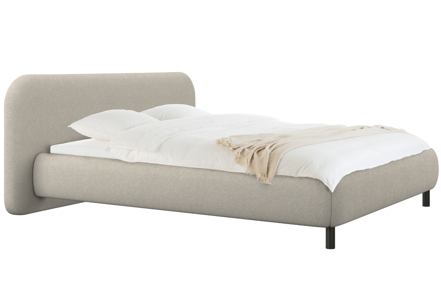 noo.ma Béžová bouclé dvoulůžková postel Mumo 180 x 200 cm