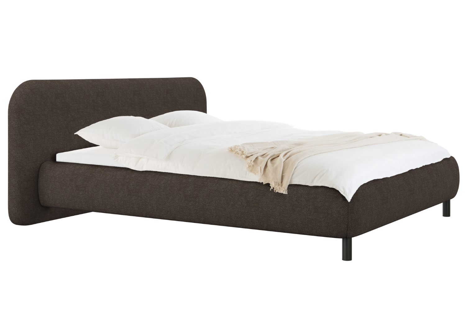 noo.ma Hnědá bouclé dvoulůžková postel Mumo 180 x 200 cm s úložným prostorem