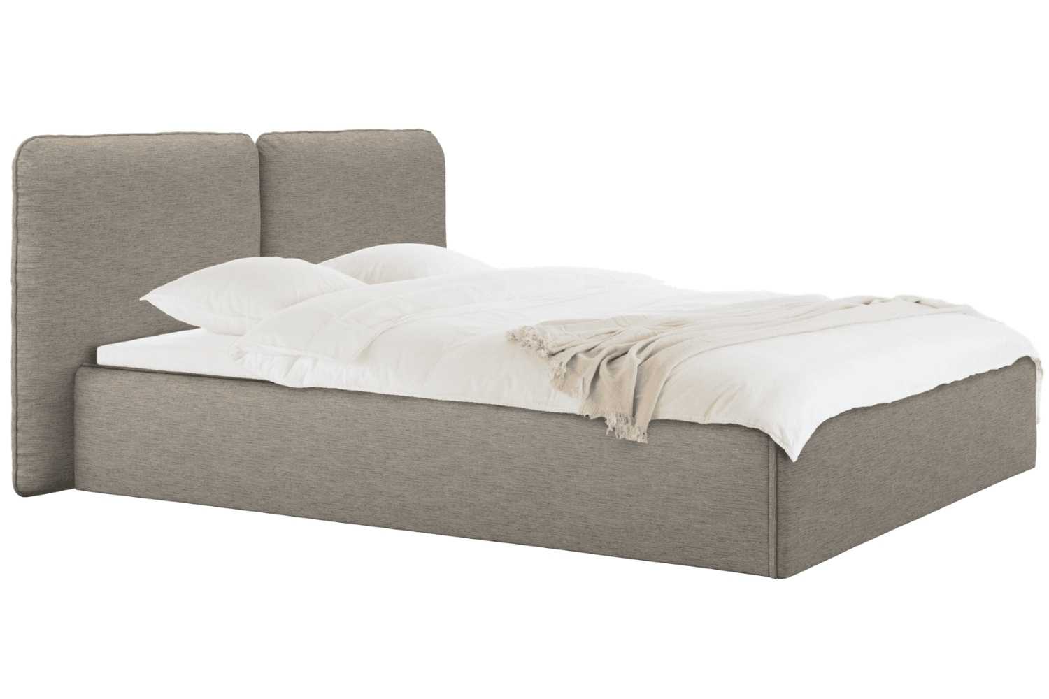 noo.ma Hnědá čalouněná dvoulůžková postel Melu 180 x 200 cm s úložným prostorem