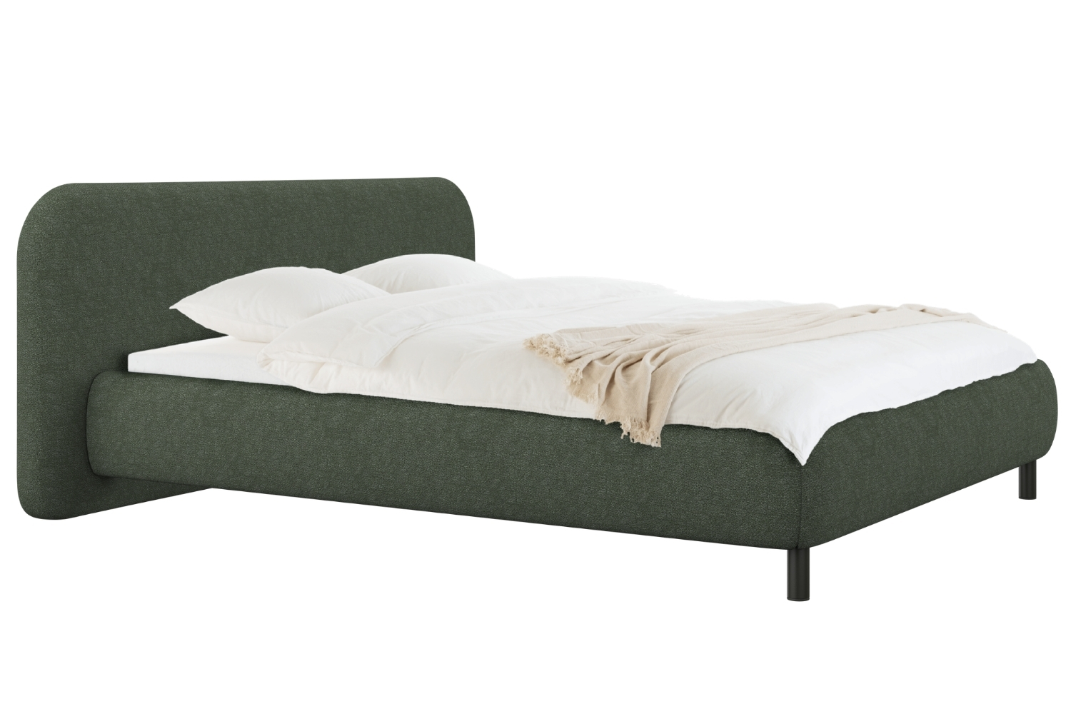 noo.ma Zelená bouclé dvoulůžková postel Mumo 180 x 200 cm