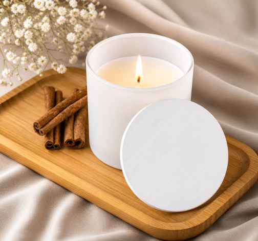 Bílá vonná svíčka v krabičce 200g - CINNAMON & VANILLA