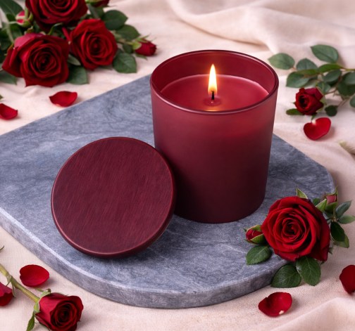Červená vonná svíčka v krabičce 130g  - ROSE