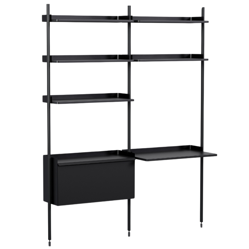 Hübsch Černý kovový regál HAY Pier system 209 x 162 cm s psacím stolem