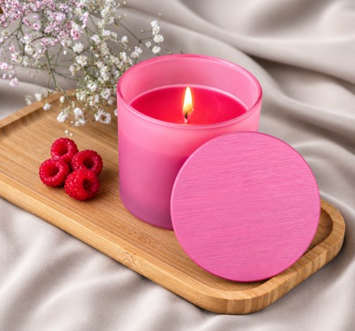 Růžová vonná svíčka v krabičce 200g - MIXED BERRY