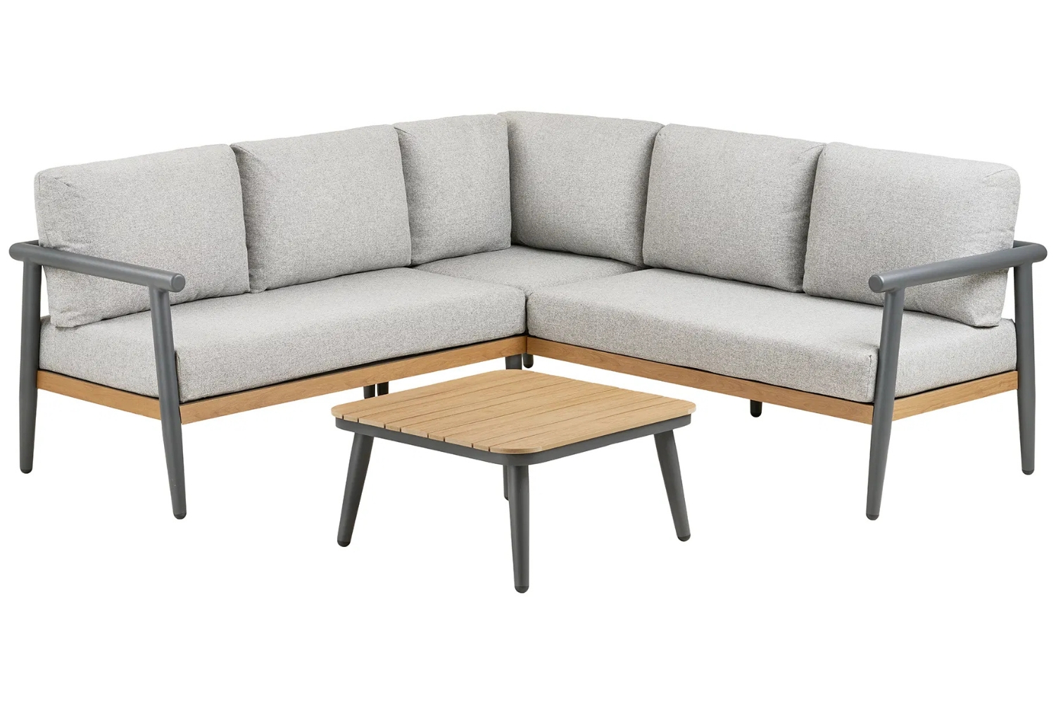 Nordic Living Šedý zahradní set rohové pohovky a stolku Comi