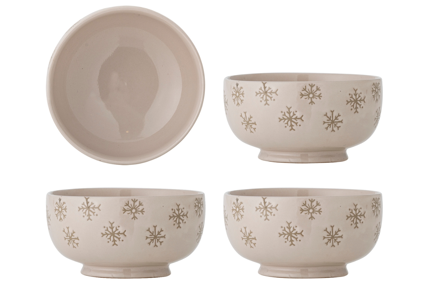 Bloomingville Set čtyř béžových kameninových misek Snowie 584 ml
