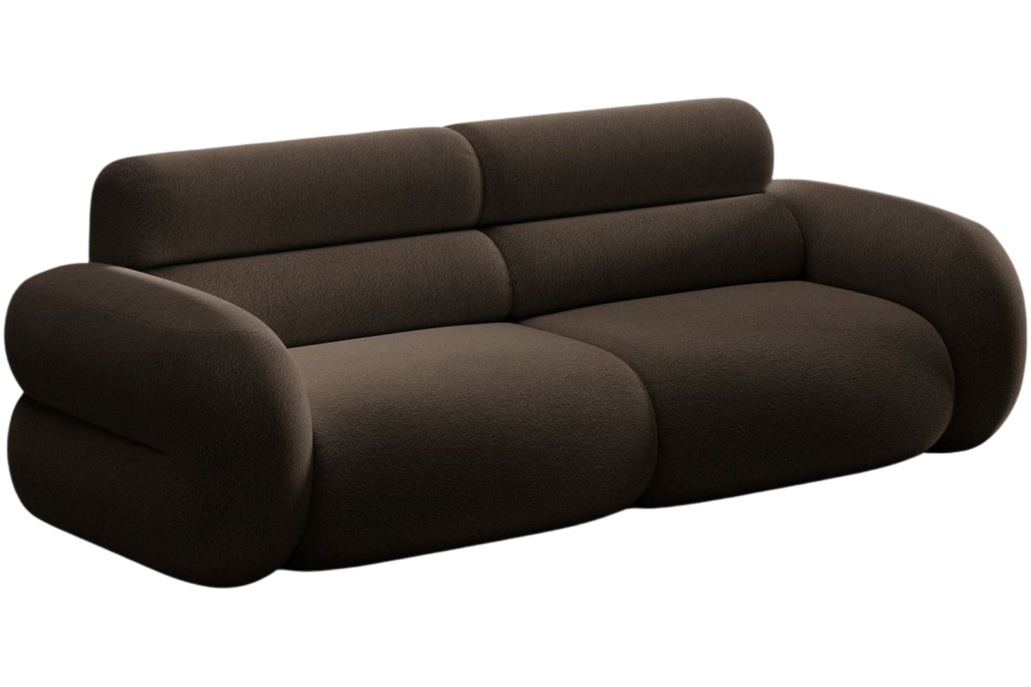 Micadoni Hnědá bouclé trojmístná pohovka Neo 220 cm