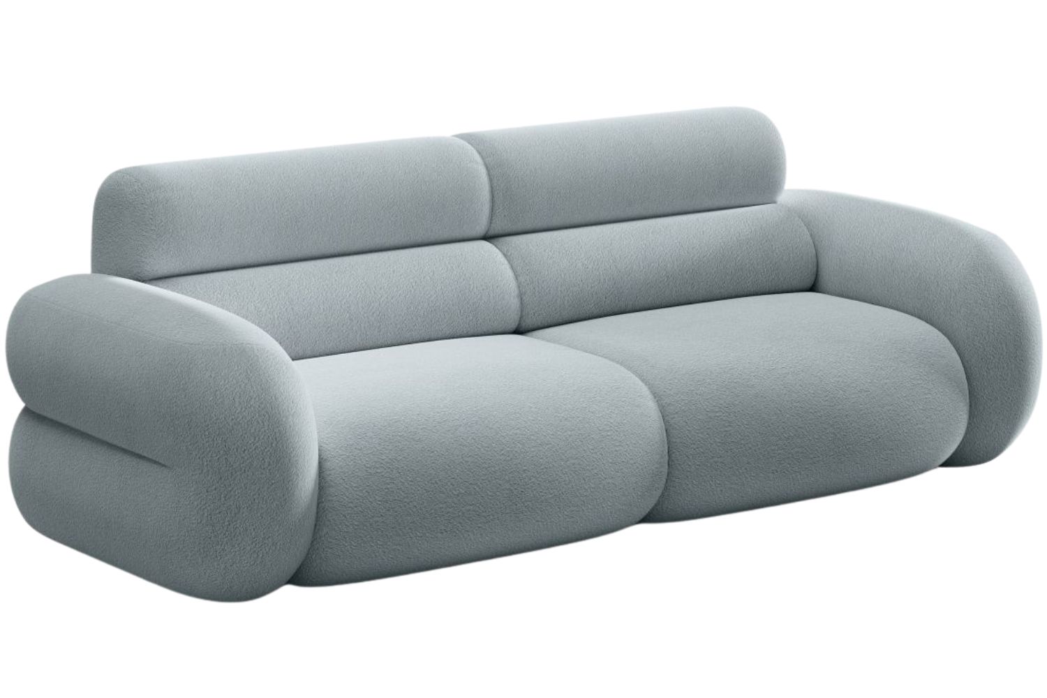 Micadoni Světle modrá bouclé trojmístná pohovka Neo 220 cm