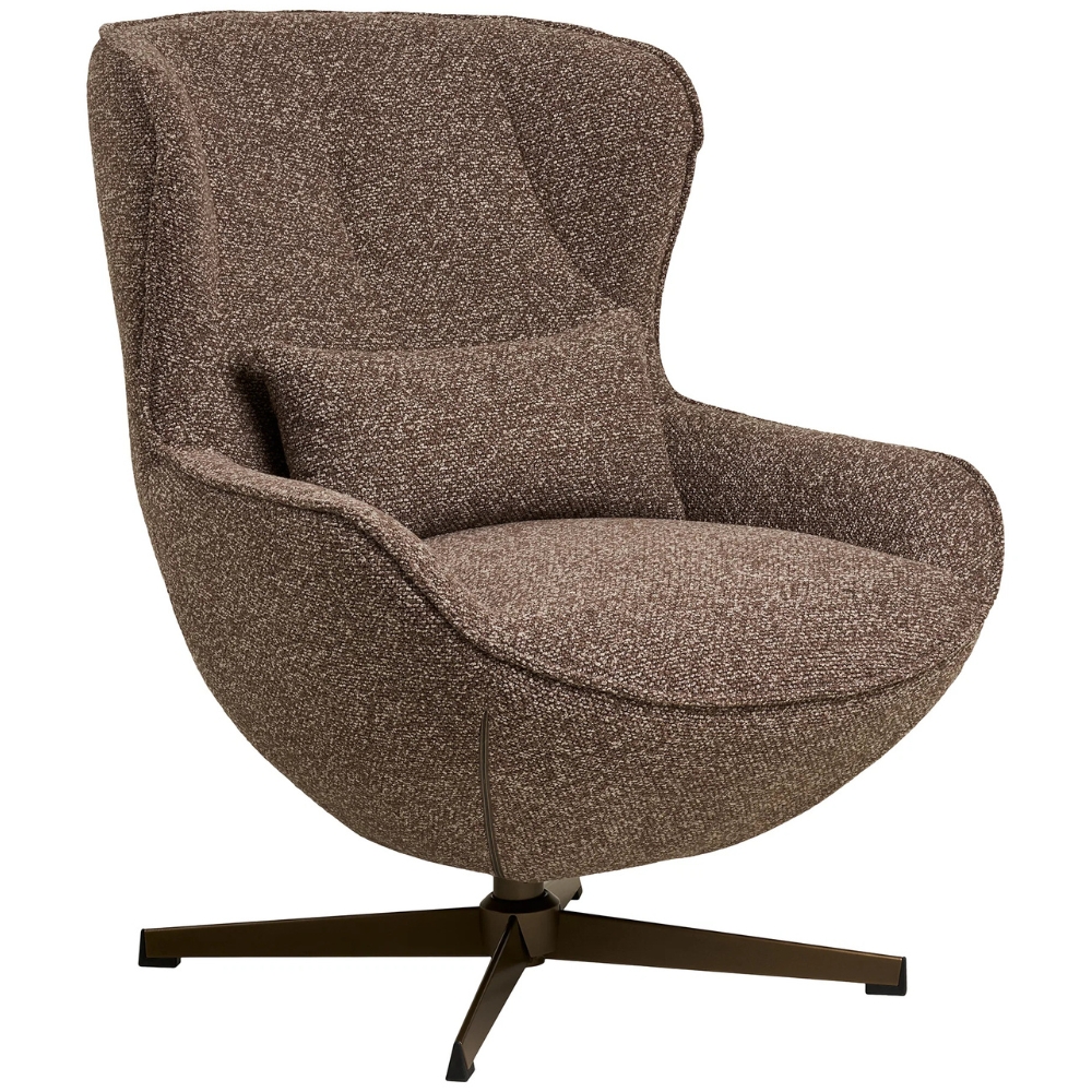 Nordic Living Hnědé čalouněné otočné lounge křeslo Glen