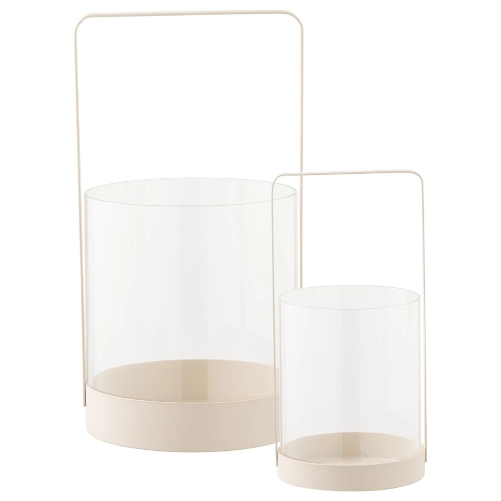 Nordic Living Set dvou béžových skleněných svícnů Ricane