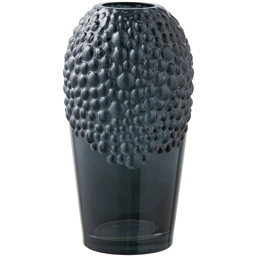 Nordic Living Tmavě šedá skleněná váza Arys 25 cm