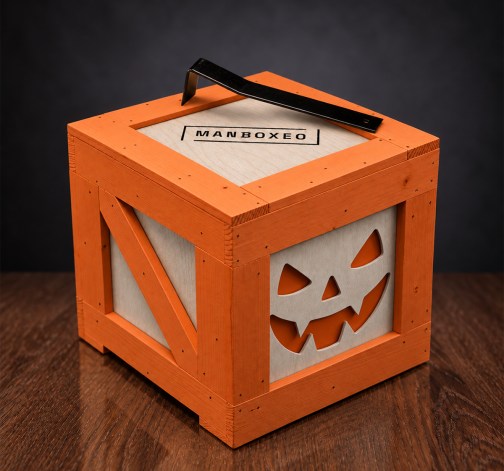 Prázdná Manboxeo bedna oranžová Halloween (velká + páčidlo)