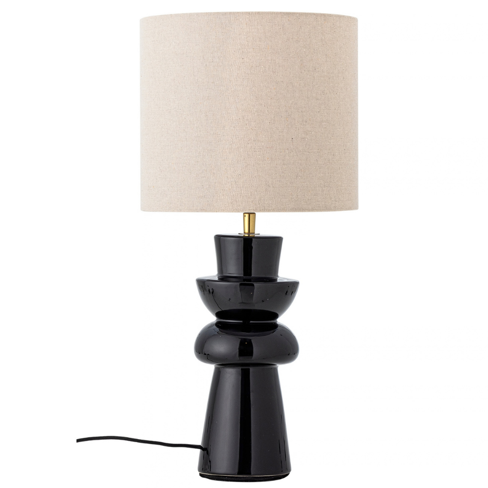 Bloomingville Černá kameninová stolní lampa Lio
