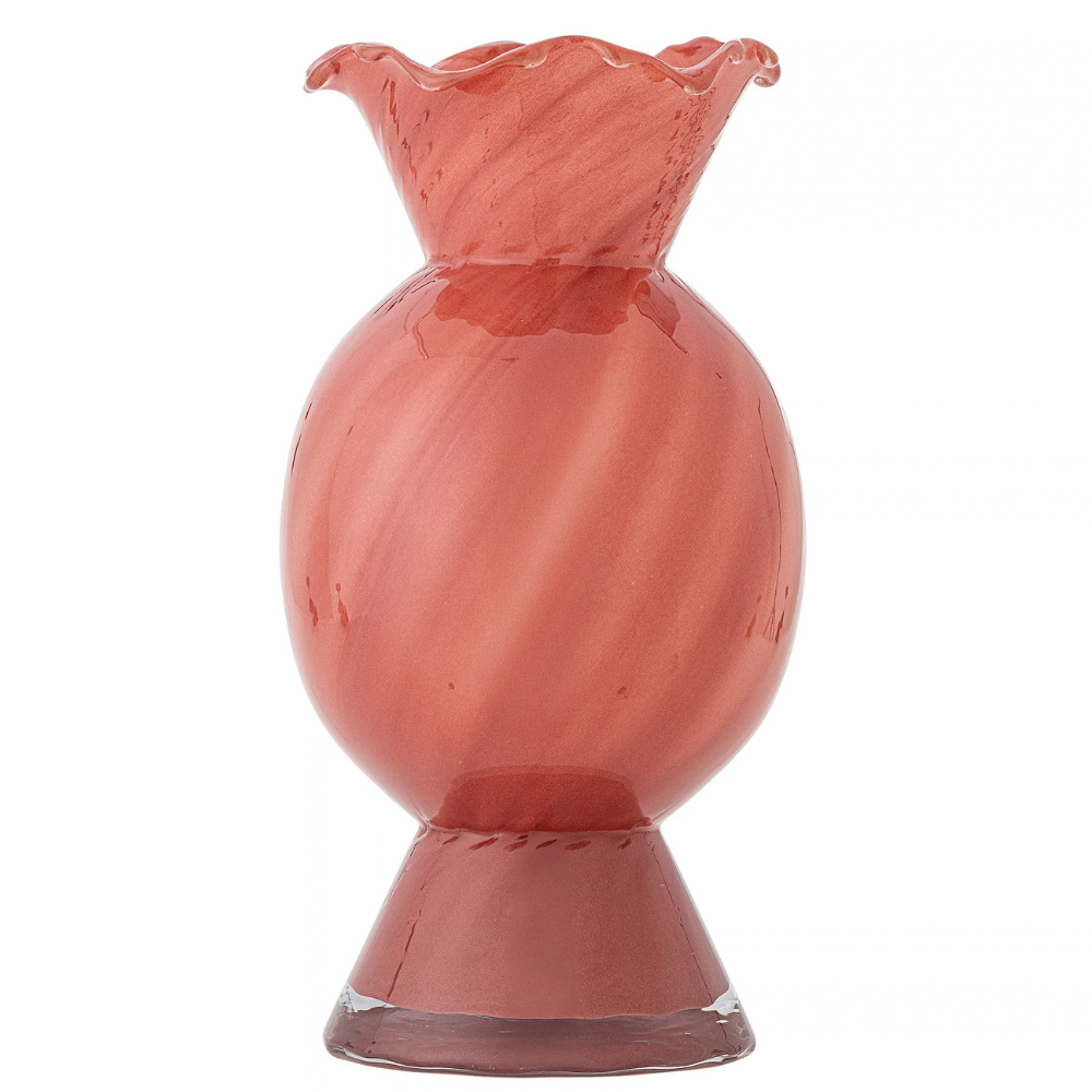 Bloomingville Růžová skleněná váza Rajan 29 cm