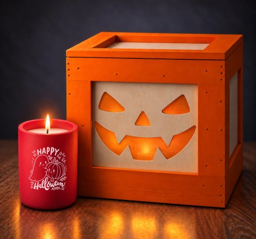 Halloween bedna prázdná + Cementová vonná svíčka